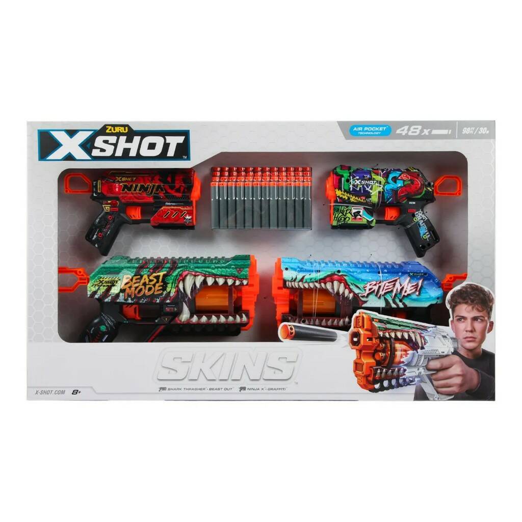 Набор игровой X-Shot Скинс Бластеры 4шт 36568
