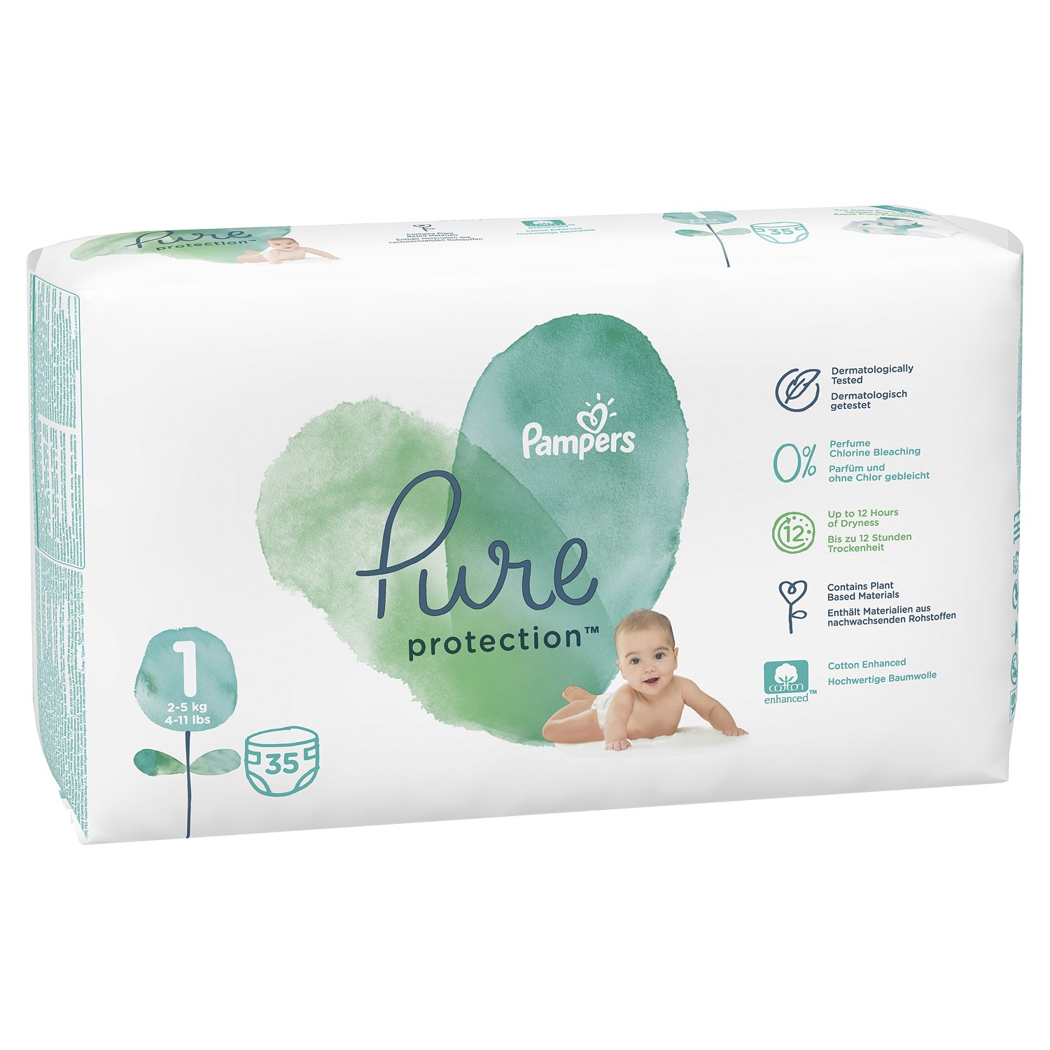 Подгузники Pampers Pure Protection Newborn 2-5кг 35шт