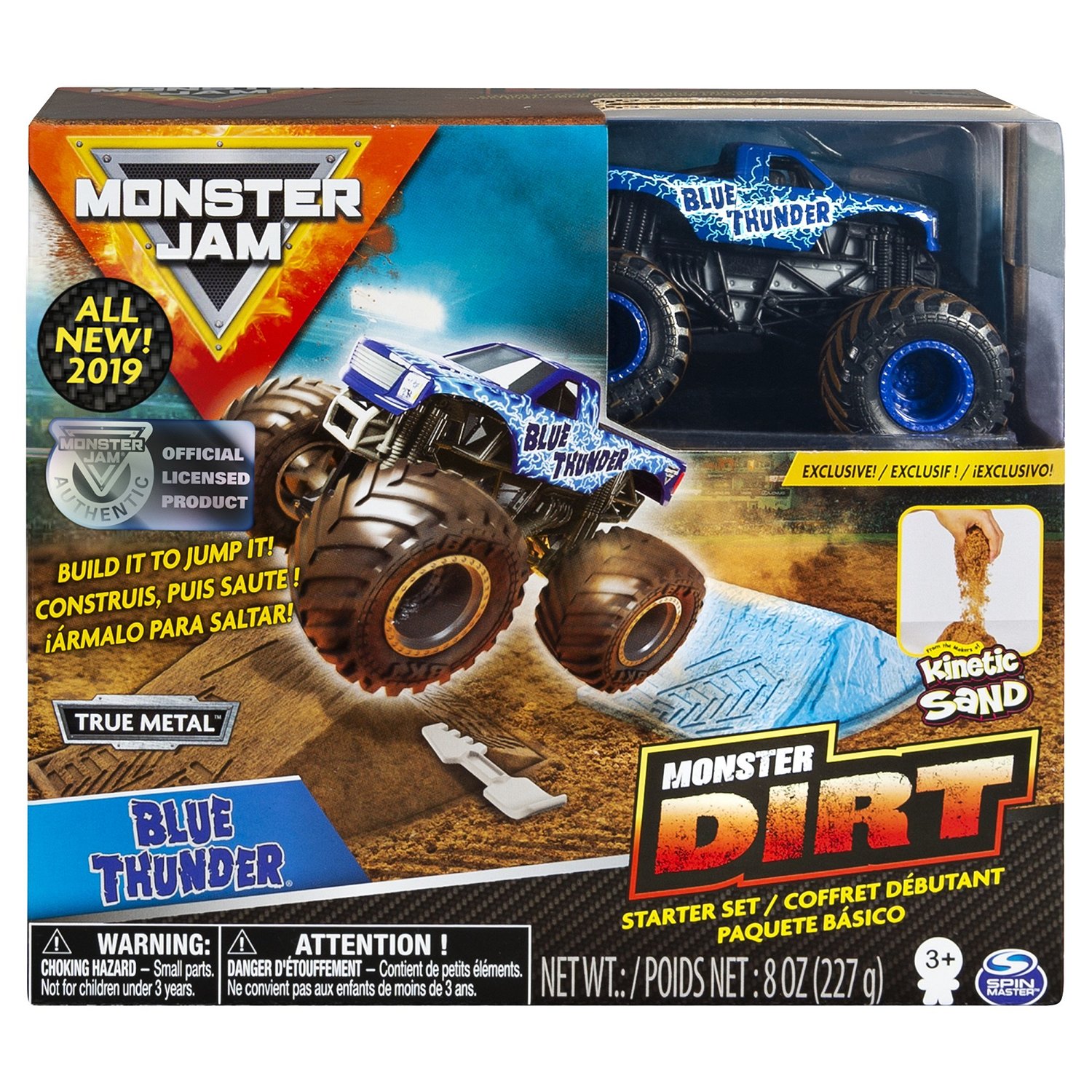 Набор игровой Monster Jam с машинкой Blue Thunder и кинетическим песком 6053301