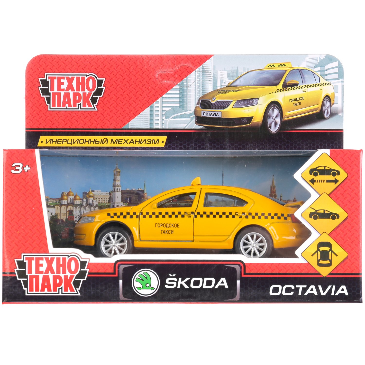 Машина Технопарк Skoda Octavia Такси инерционная 259355