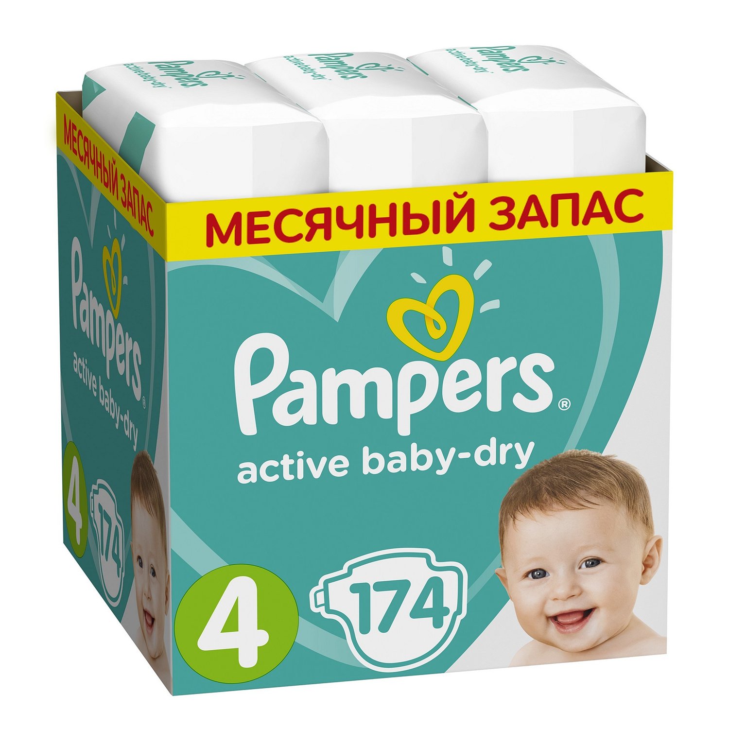 Подгузники Pampers Active Baby-Dry 4 9-14кг 174шт