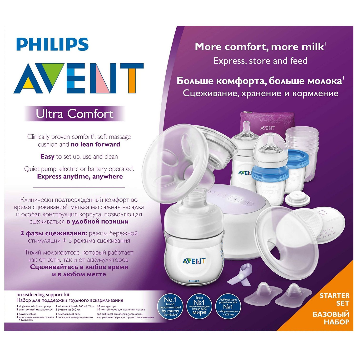 Набор для грудного вскармливания Philips Avent Ultra Comfort с электронным молокоотсосом SCF332/35